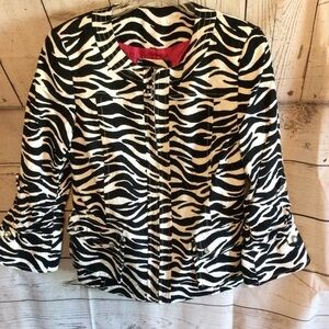 Anthracite by Muse Zebra Black & White Print Women's Lined Zip Jacket Size 14
